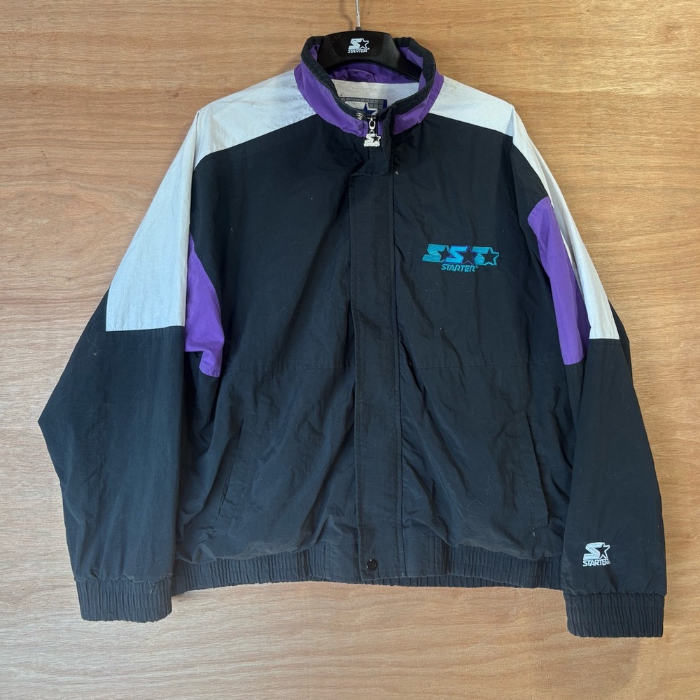 STARTER Men's Black and Purple Windbreaker